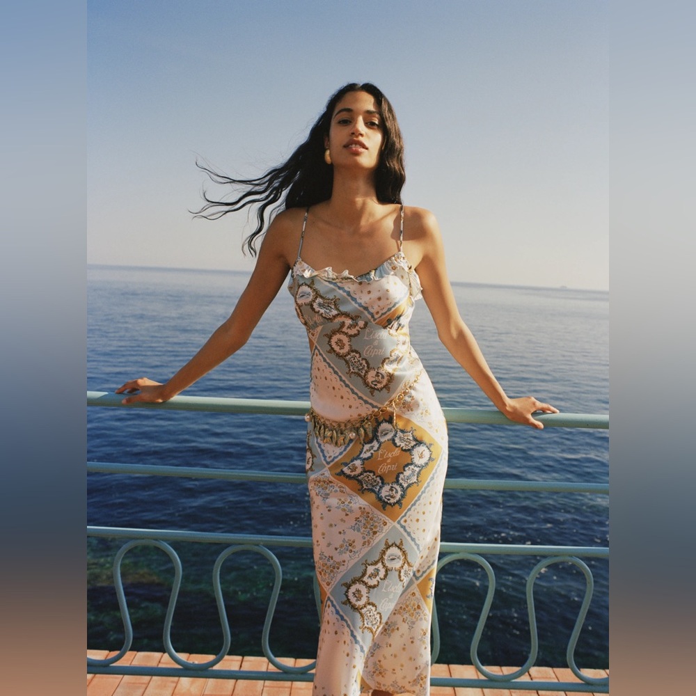 Reformation Aribella Silk Dress L'isola Di Capri - Size S